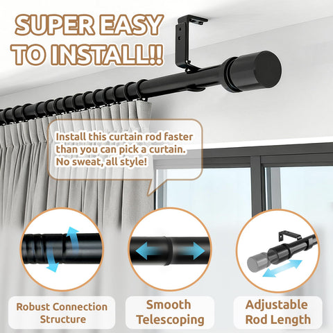 Dimili outdoor curtain rod ceiling mount setup for a clean look.