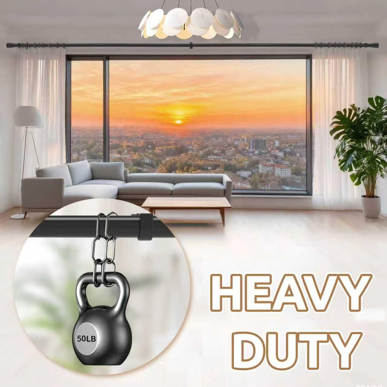 Dimili heavy duty curtain rod supports heavy blackout curtains.