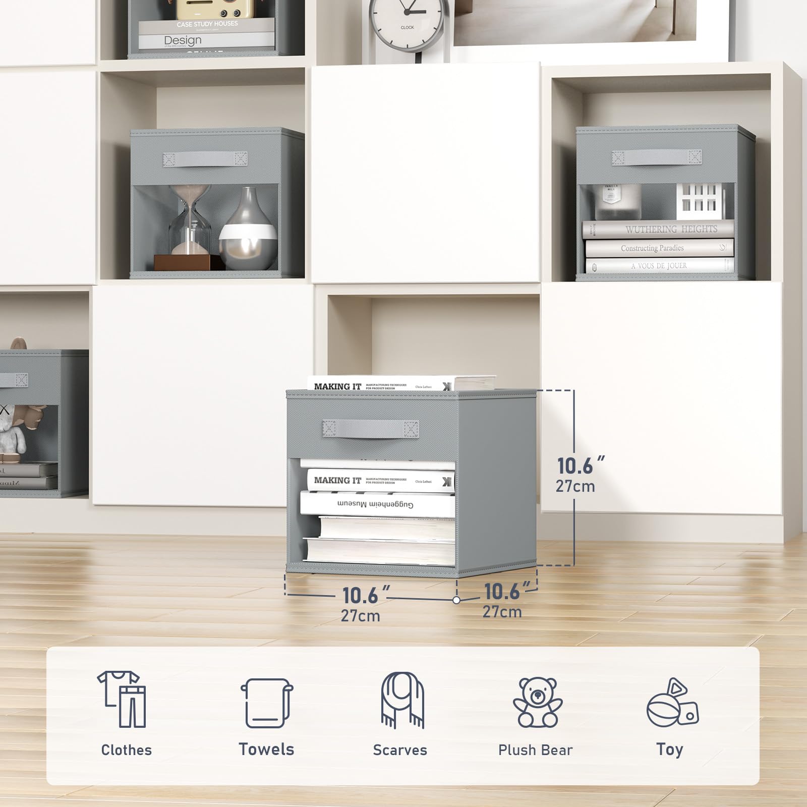 DIMJ six-pack closet organizers designed for large capacity and tidy shelves.