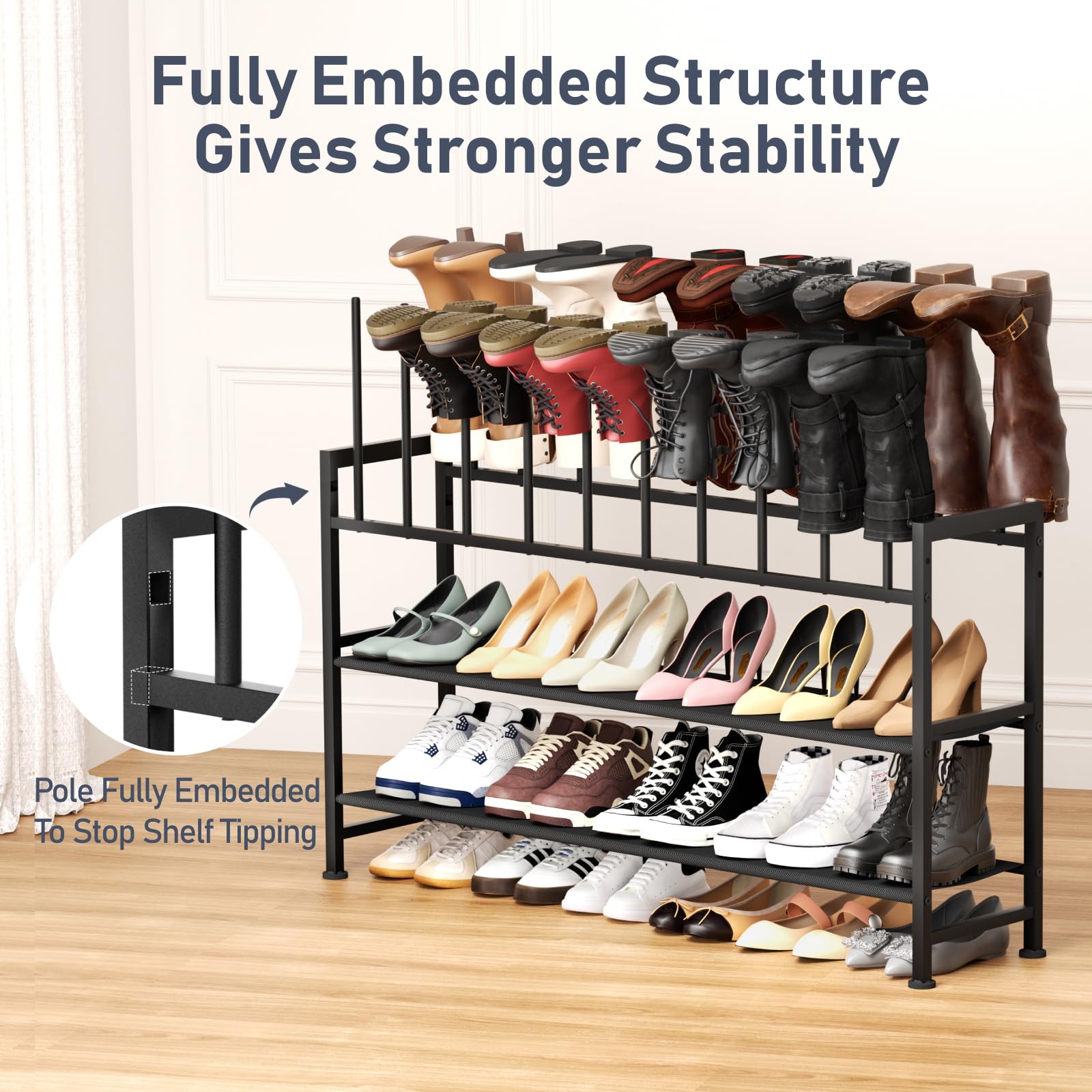 DIMJ ventilated-shoe-rack highlights airflow for fresh footwear.