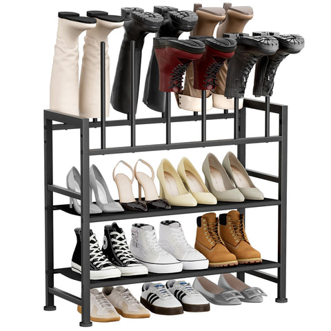 DIMJ boot rack 4-tier front view keeps tall boots upright and organized.