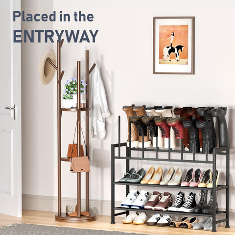 DIMJ boot rack 4-tier additional lower shelf stores sneakers and slippers
