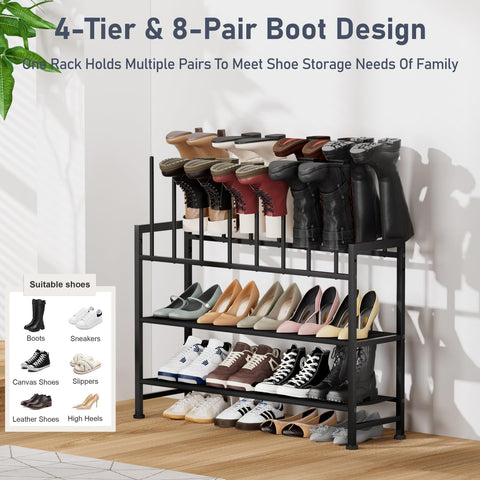 DIMJ boot rack 4-tier upside-down design showcases wrinkle-free boots
