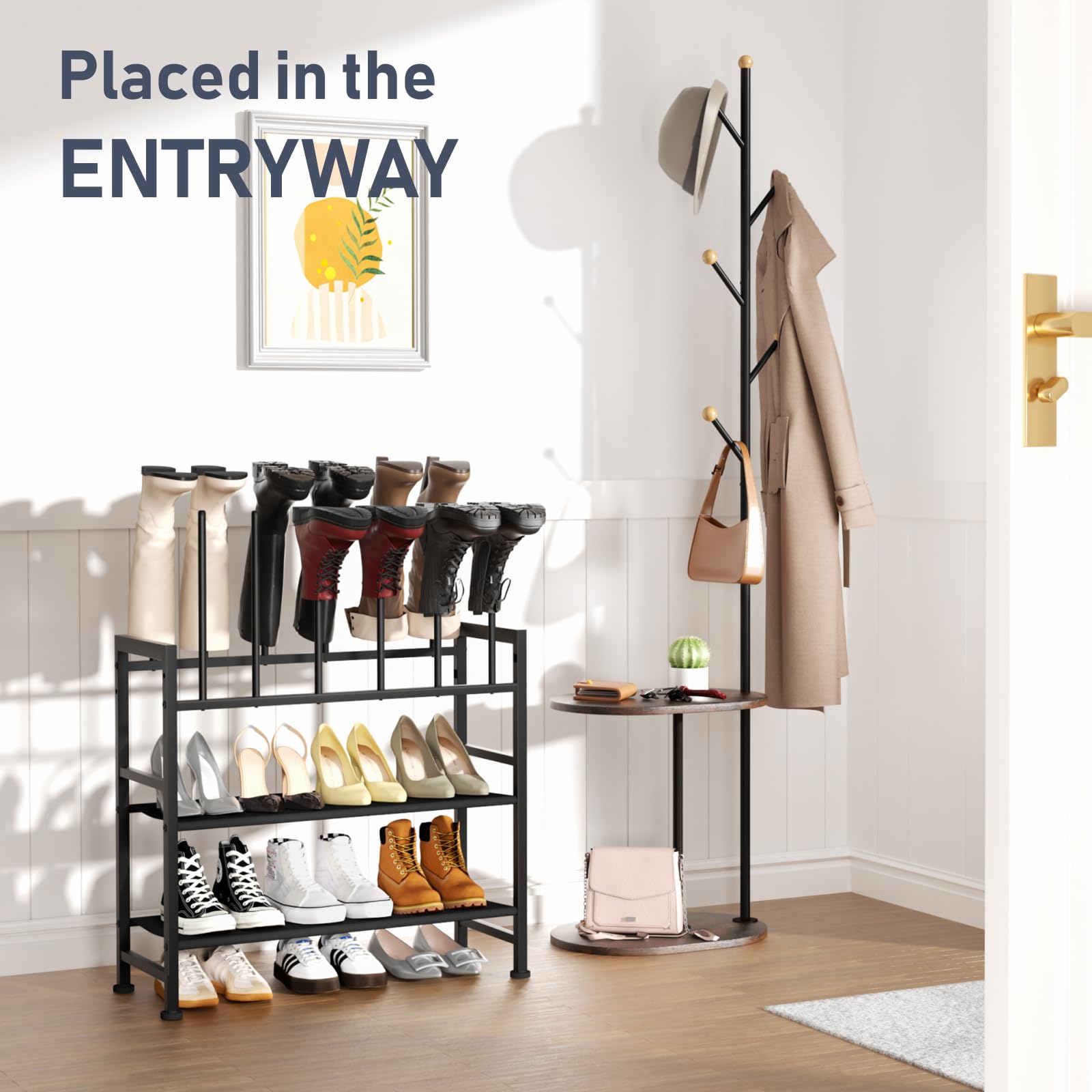 DIMJ boot rack ideal for entryways organizing footwear neatly.