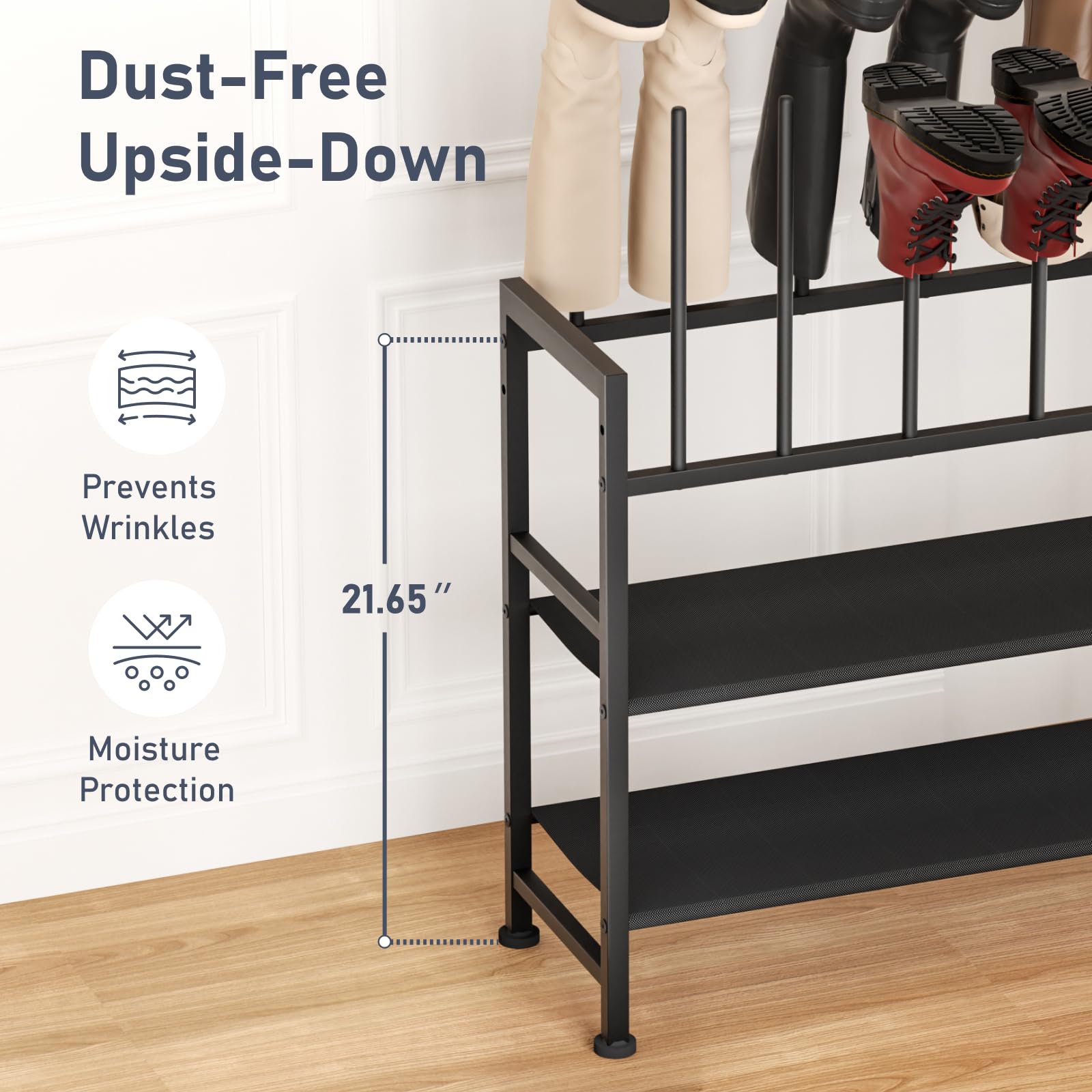 DIMJ boot rack ventilation promotes airflow and keeps footwear dry.