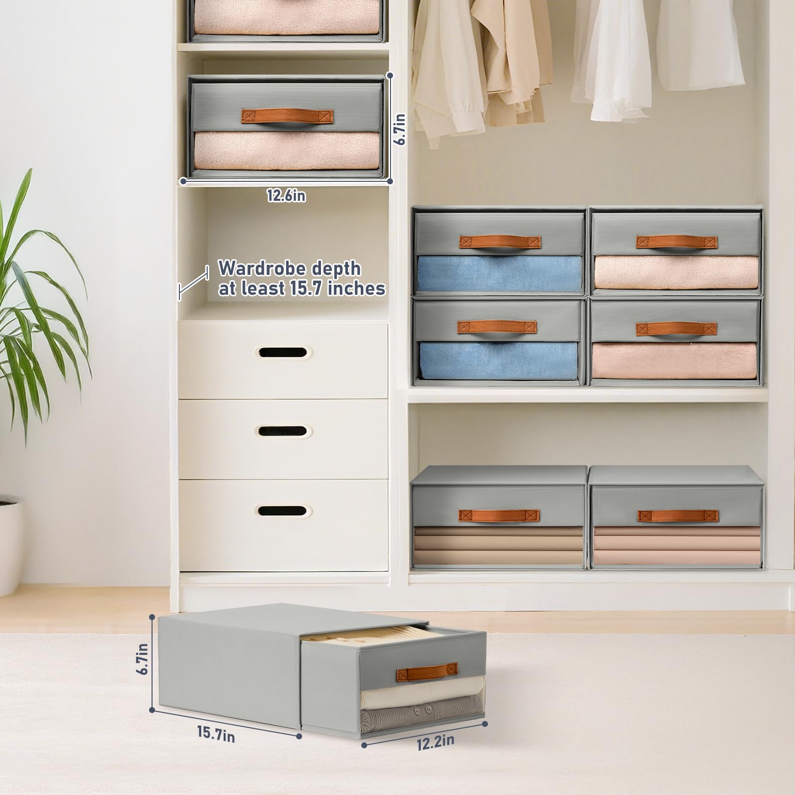 DIMJ closet bin drawer clear window highlights contents while protecting from dust