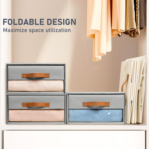 DIMJ closet bin drawer folded-flat design saves space when not in use