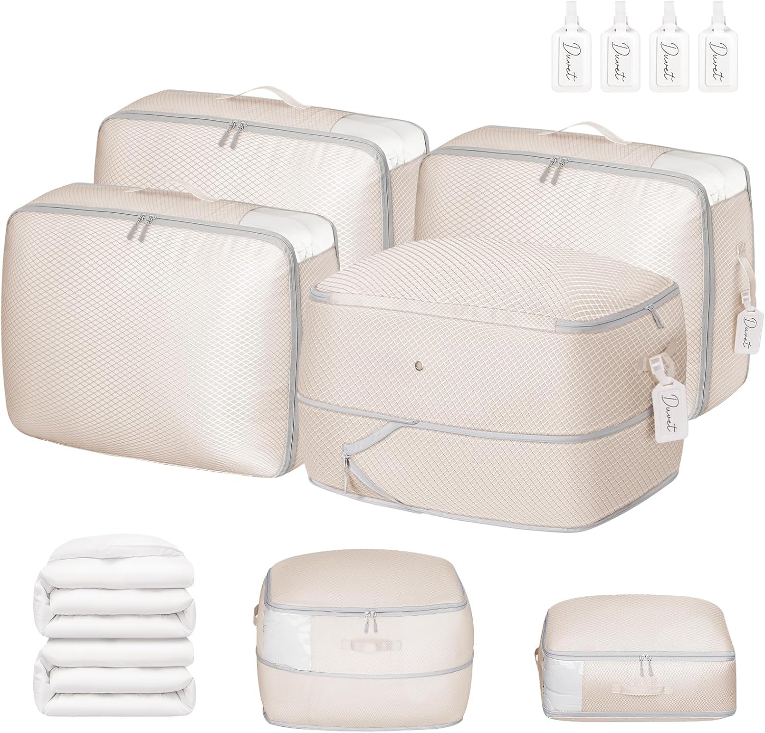 DIMJ Comforter Storage Bag with clear window for quick bedding visibility.
