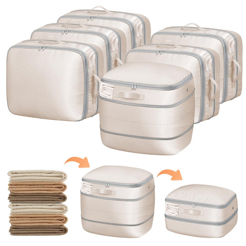 DIMJ compression bags set of six neatly arranged for space-saving storage.