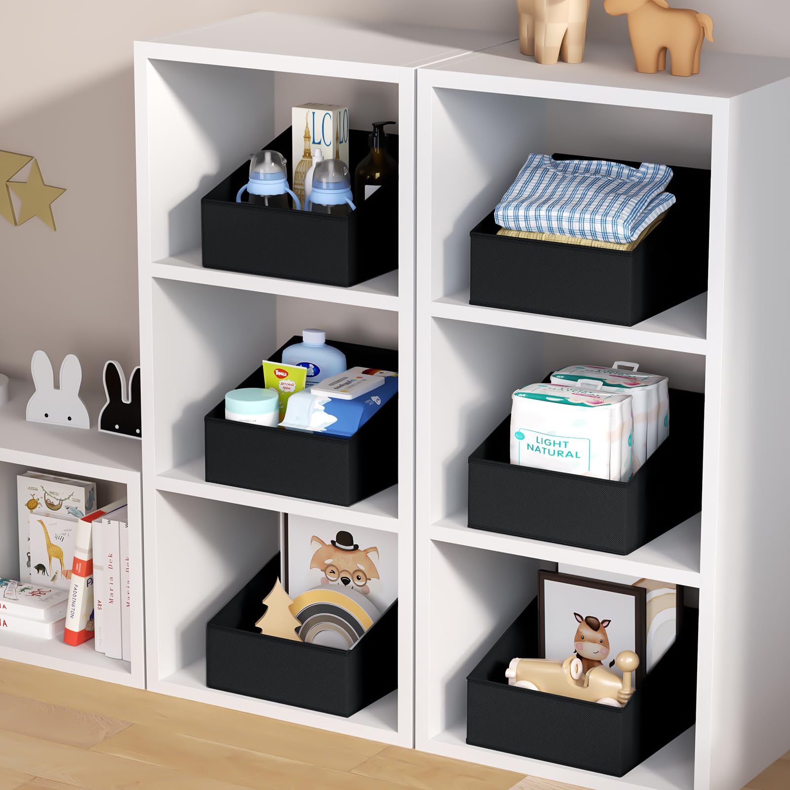 DIMJ detachable storage bin folded flat for compact storage