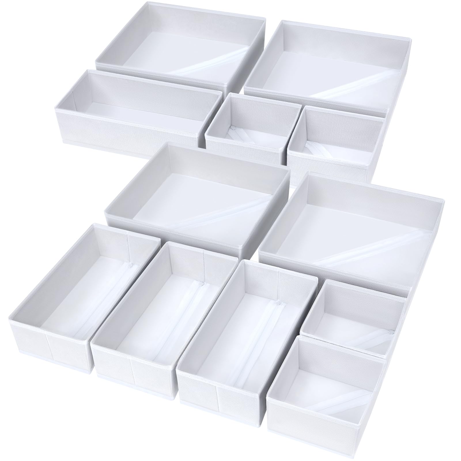 DIMJ 12-pack drawer organizers in box show packaging for easy selection.