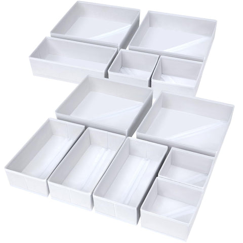 DIMJ 12-pack drawer organizers in box show packaging for easy selection.