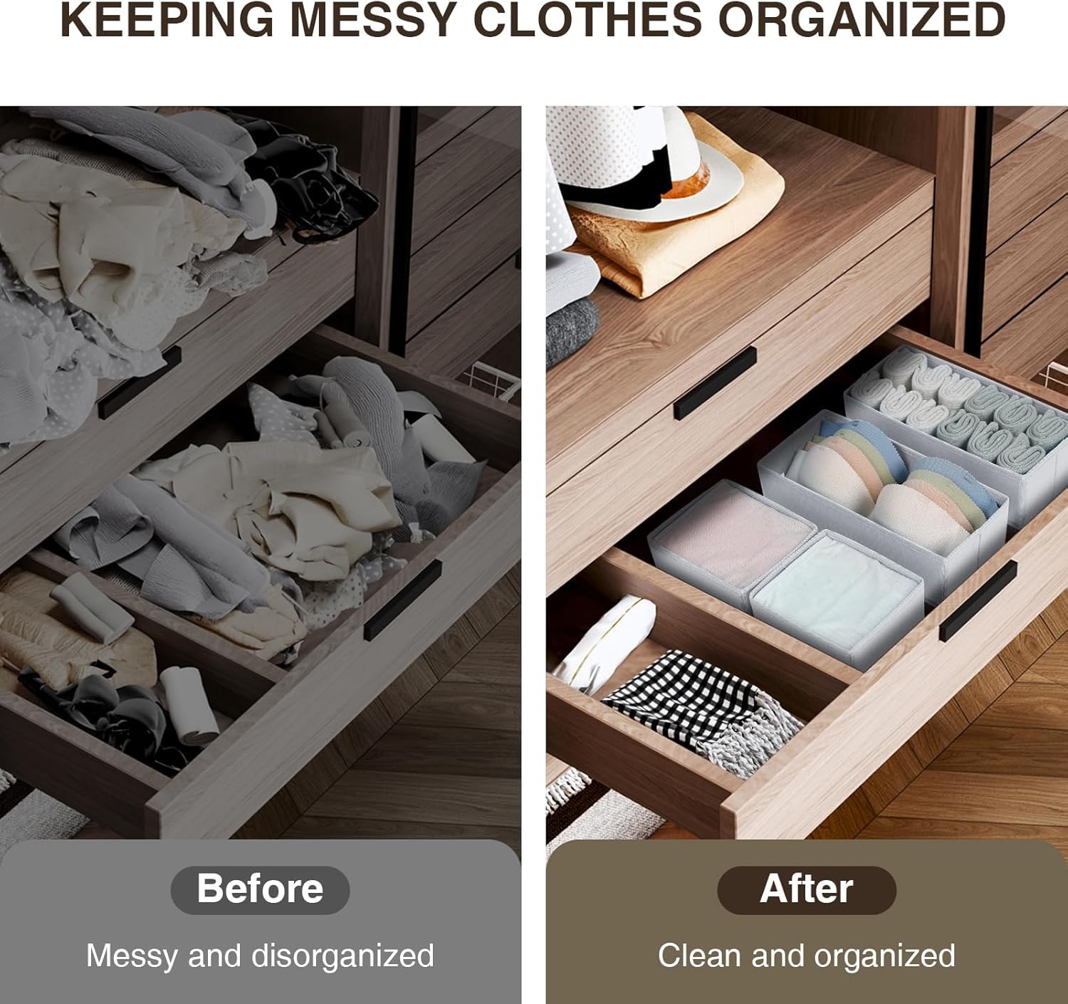 DIMJ baby clothes organization in nursery setting.