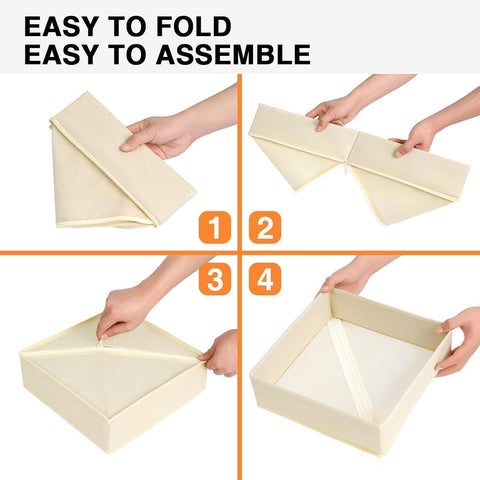 DIMJ drawer organizer on closet shelf beige for assorted items.