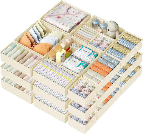 DIMJ large drawer organizer box keeps shirts neatly arranged in the dresser.