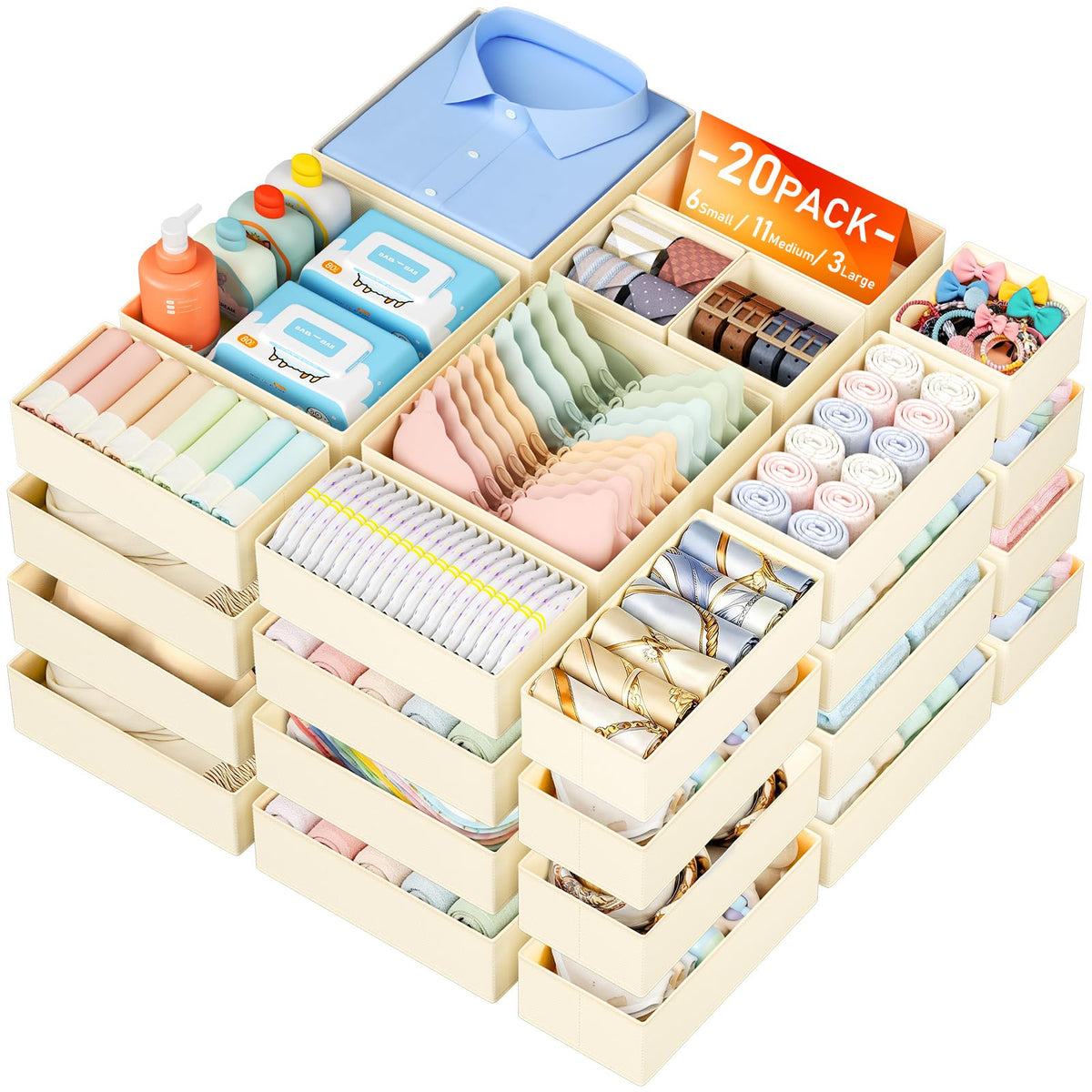 DIMJ large square box helps keep nursery clothes neatly organized.