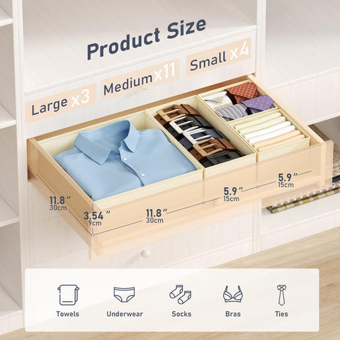DIMJ medium storage bin within drawer keeps underwear and socks organized.