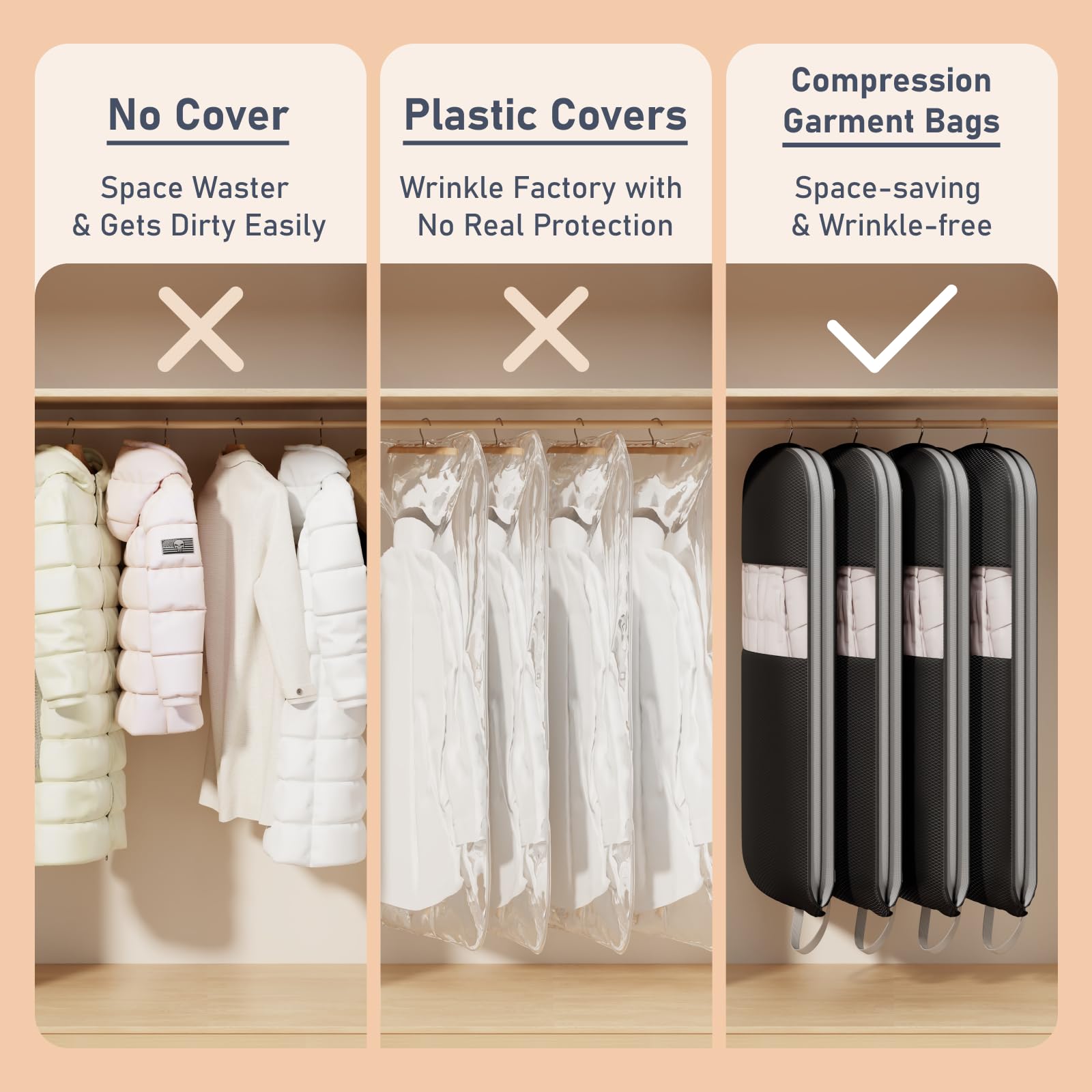 DIMJ durable washable nylon fabric protects clothes during storage.