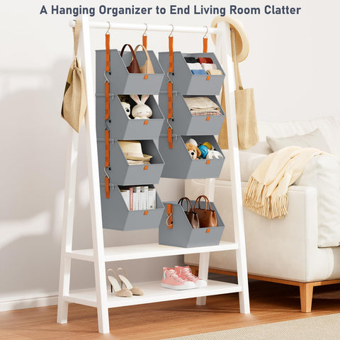 DIMJ Hanging Closet Organizer hooks offer secure mounting on various rods.