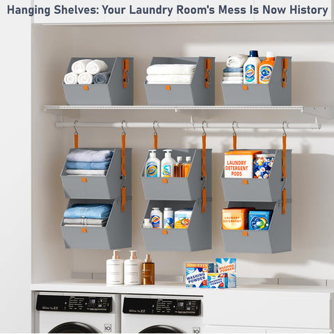 DIMJ Hanging Closet Organizer large-capacity shelves fit towels and sweaters.