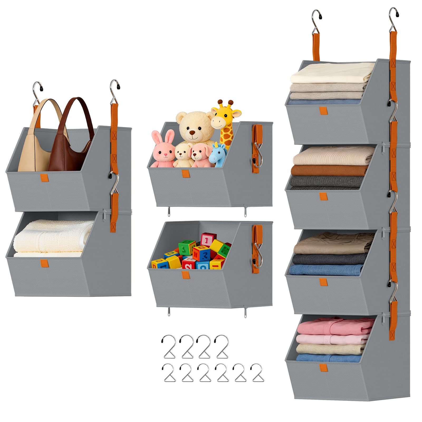 DIMJ Hanging Closet Organizer assembly demonstrates modular, customizable storage for compact spaces.
