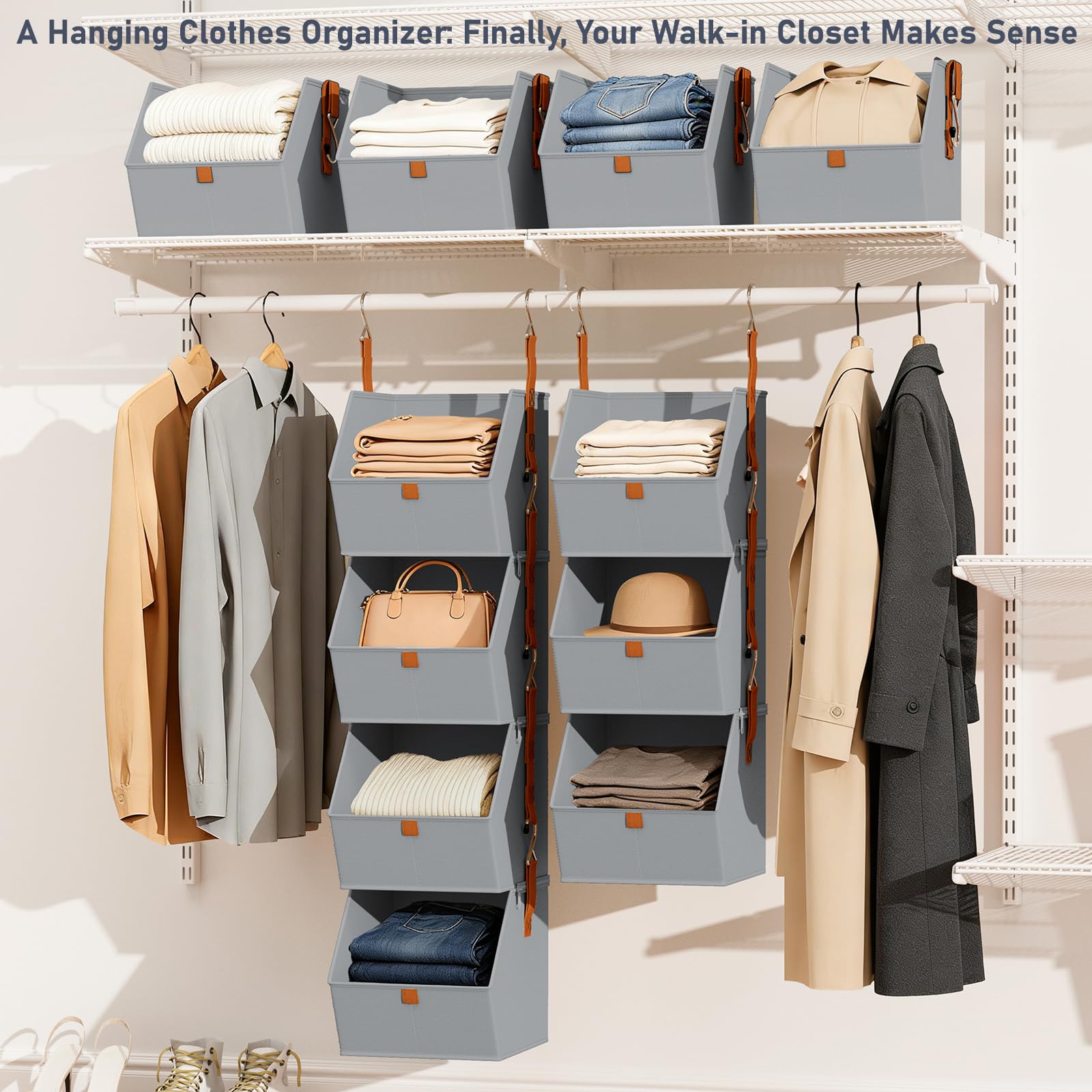DIMJ Hanging Closet Organizer base plate provides stability to prevent sagging.