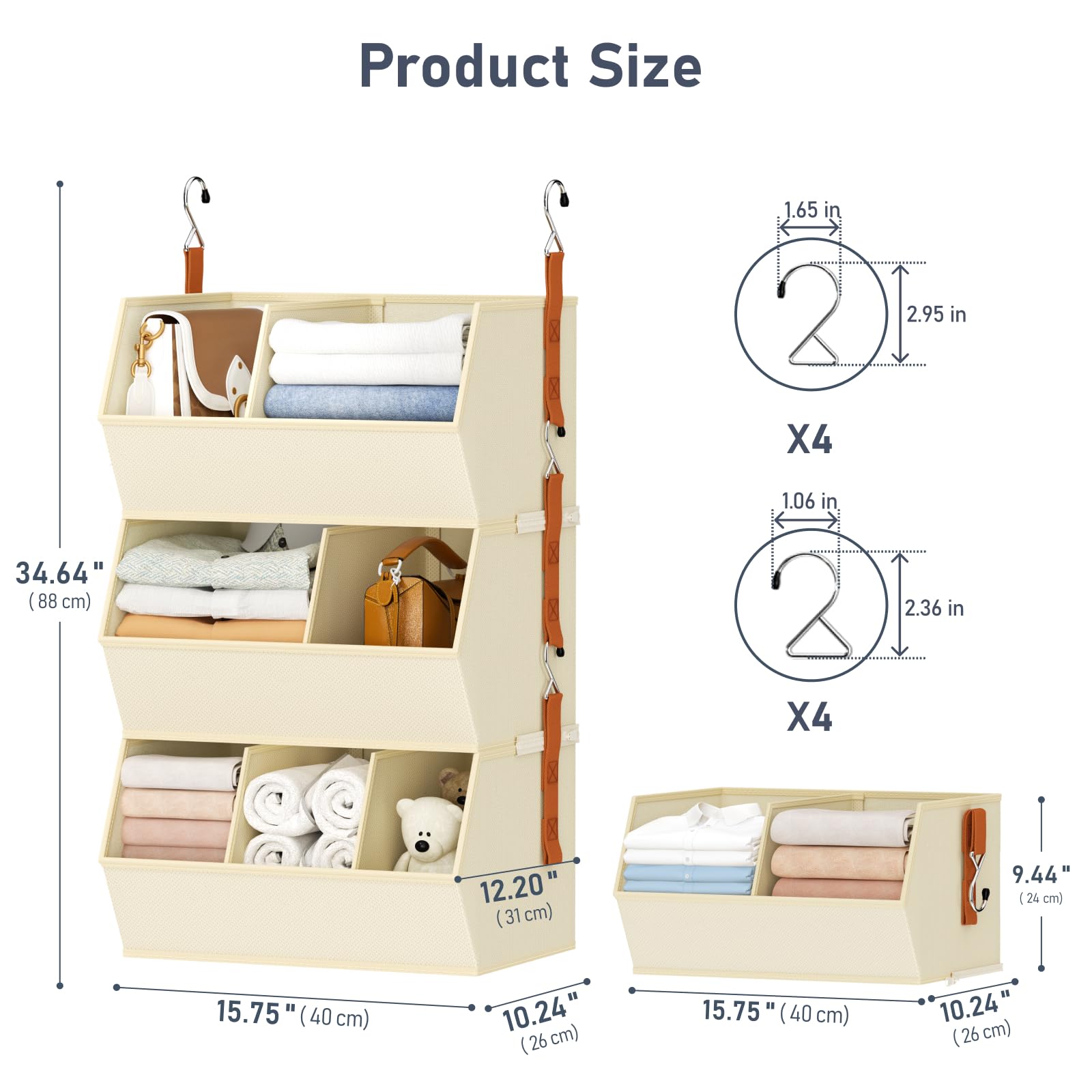 DIMJ large-capacity storage holds bulky coats and towels neatly.