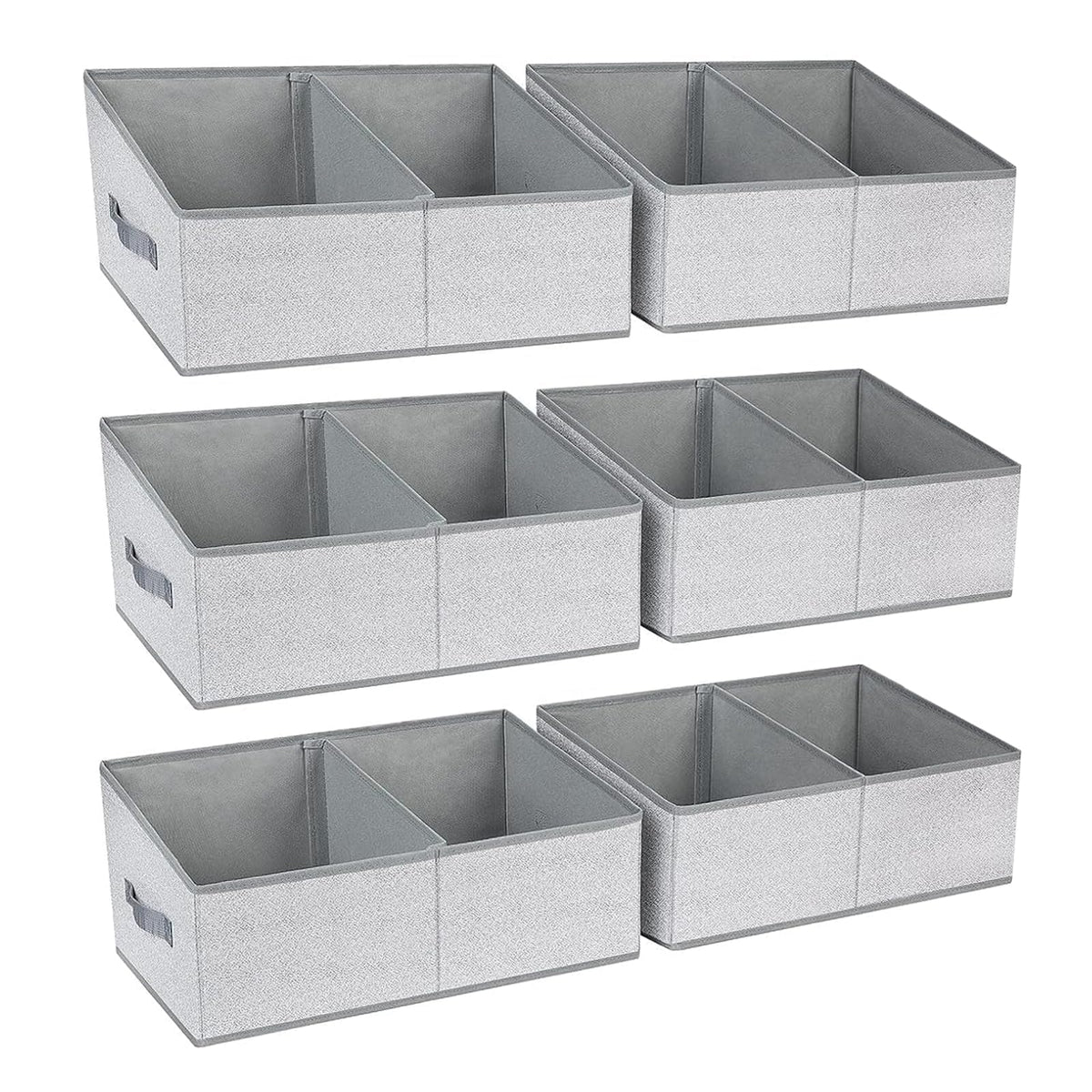 DIMJ large closet bin with divider keeps towels and clothes neatly separated.