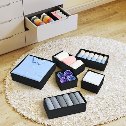 DIMJ small square bins fit ties and socks neatly.
