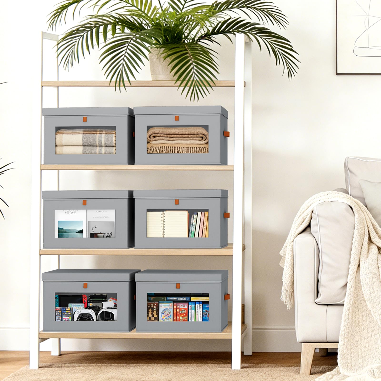 DIMJ large-capacity bins hold blankets, sweaters, books and more