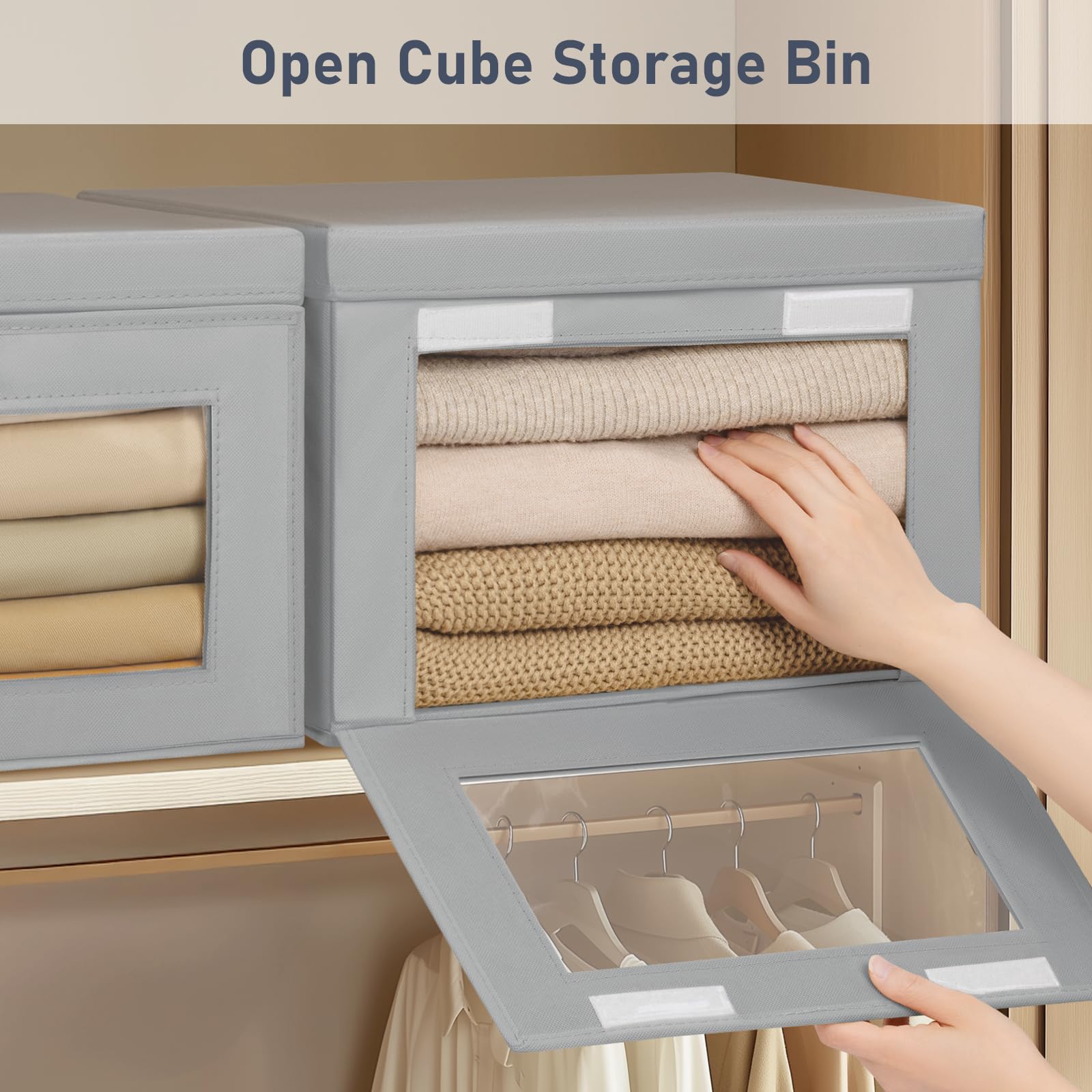 DIMJ storage bins with clear PVC window for quick content identification