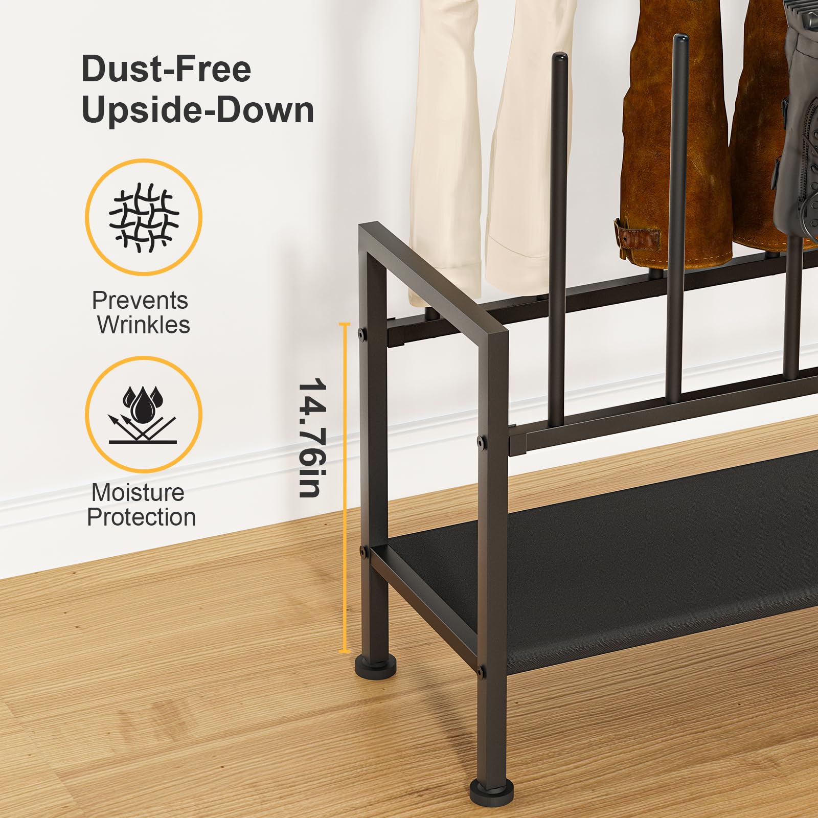 DIMJ upside-down design keeps boots wrinkle-free and protected.