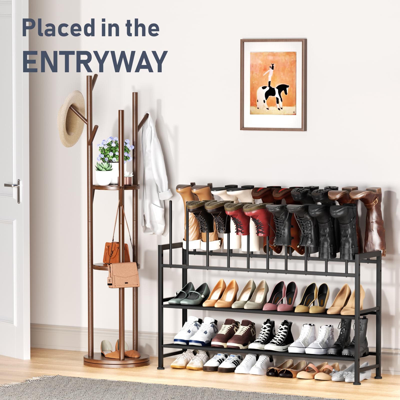 DIMJ multi-space boot storage demonstrates versatile placement in entryways or closets.
