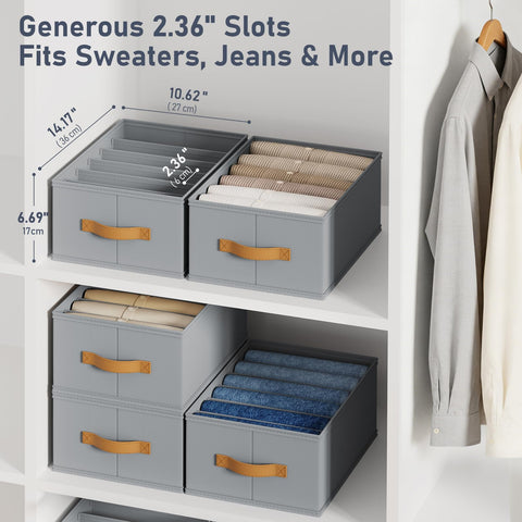 DIMJ Wardrobe multi-compartment dividers help sort clothes quickly.