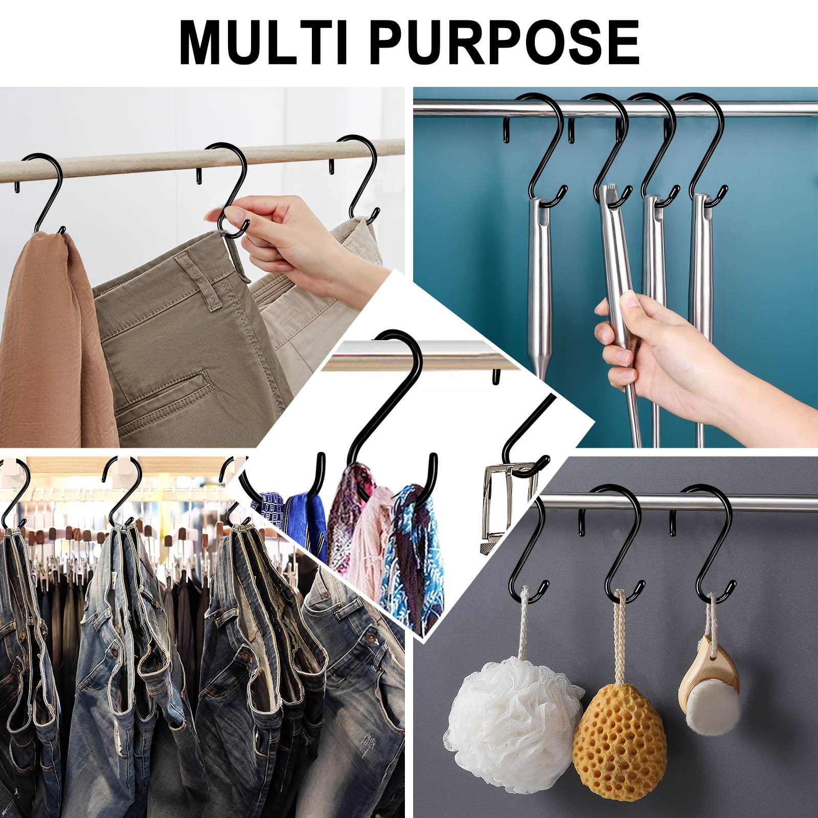 DINGEE 24-pack S hooks for closet organization and accessory storage.