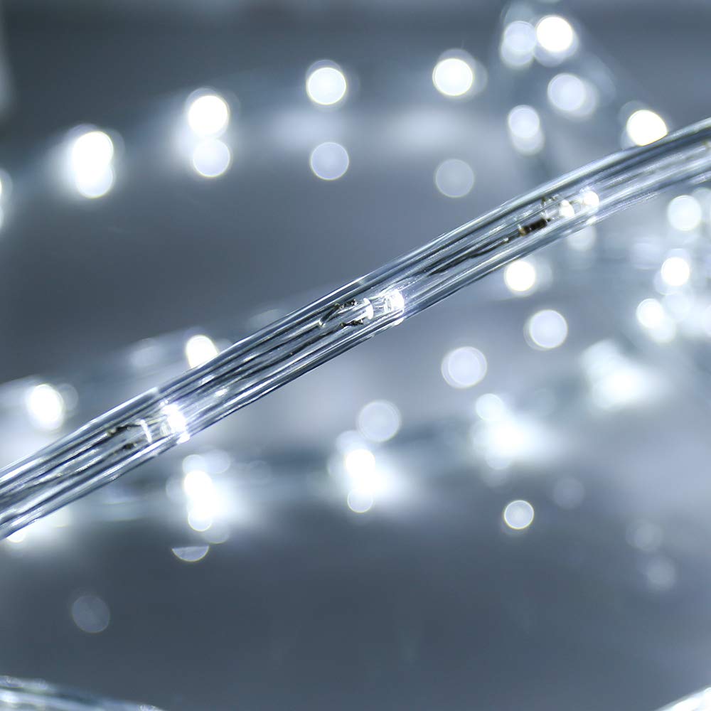 DINGFU 33ft LED rope light for patio lighting with bright white glow