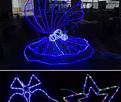 DINGFU 360 LED blue rope light creates poolside night ambiance