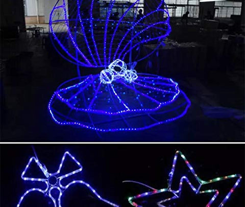 DINGFU 360 LED blue rope light creates poolside night ambiance
