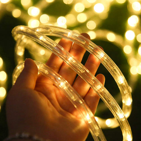 DINGFU 50ft rope light along pool edge providing safe ambient illumination.