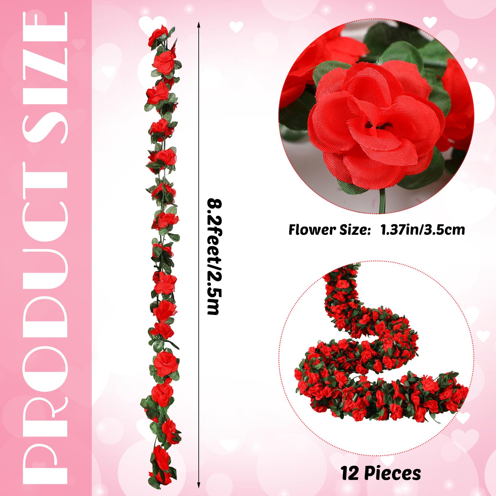 Dingion artificial rose vines for wall decor in red color.