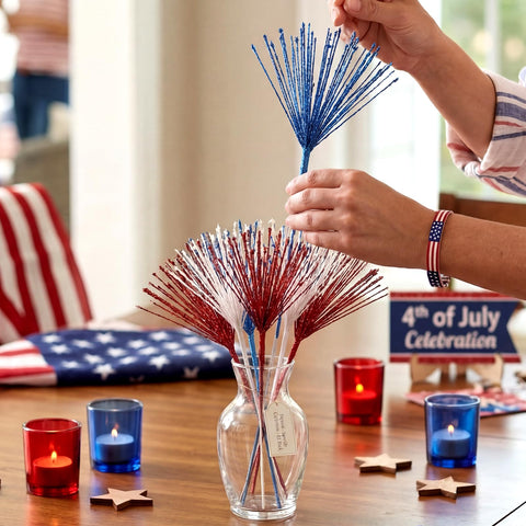 Dingion USA themed table decor for Independence Day celebrations.