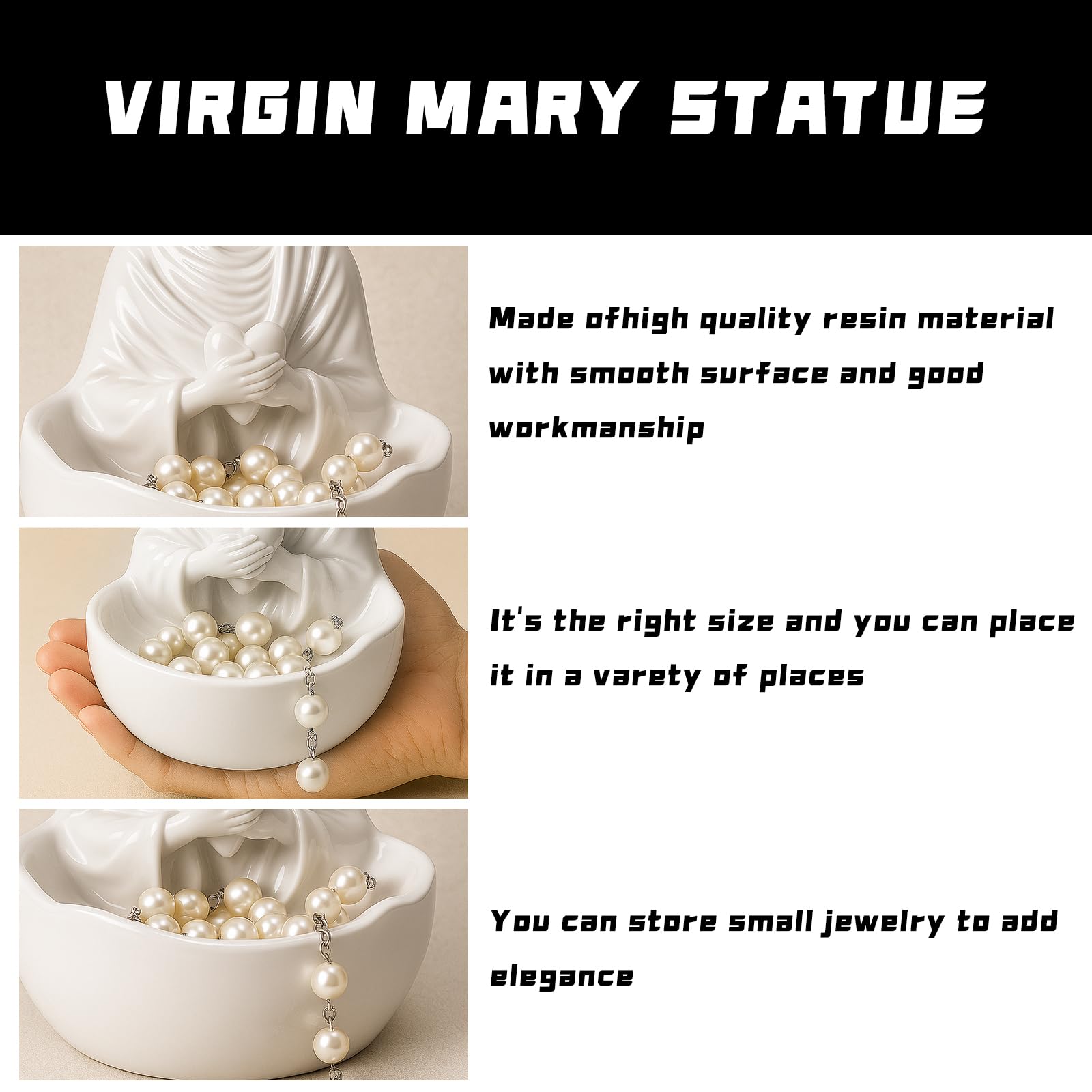 DINGSEN Virgin Mary holder base provides stable storage for daily use.