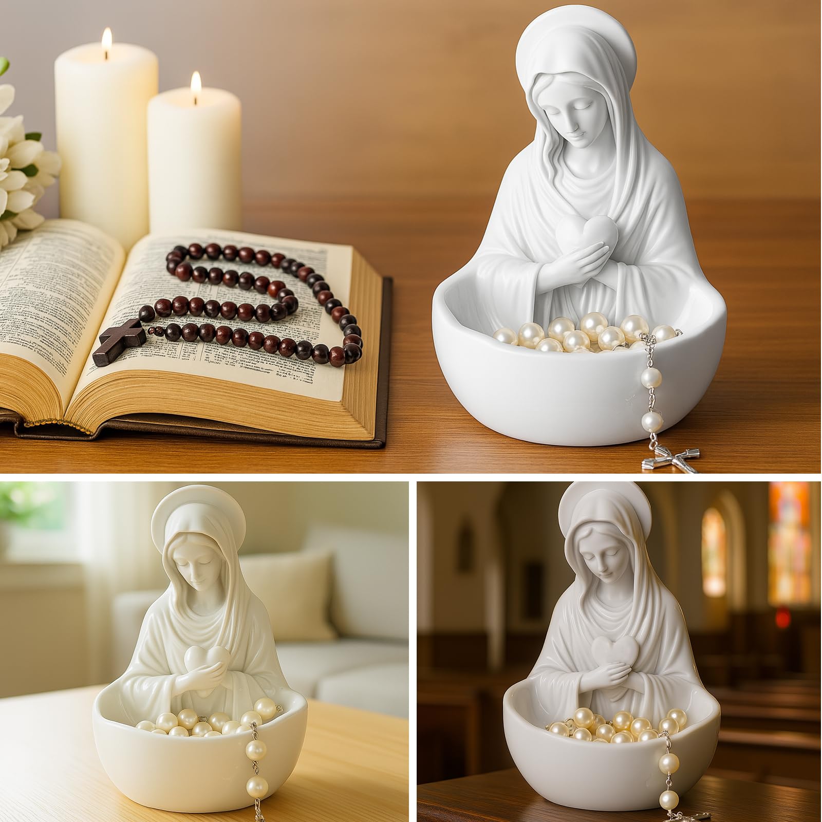 DINGSEN handcrafted Virgin Mary holder with smooth finish enhances room decor.