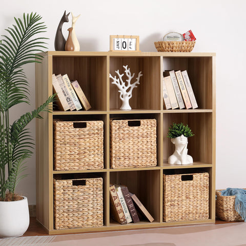 DINGTAI cube wicker bin foldable 3pc on shelf for easy access.