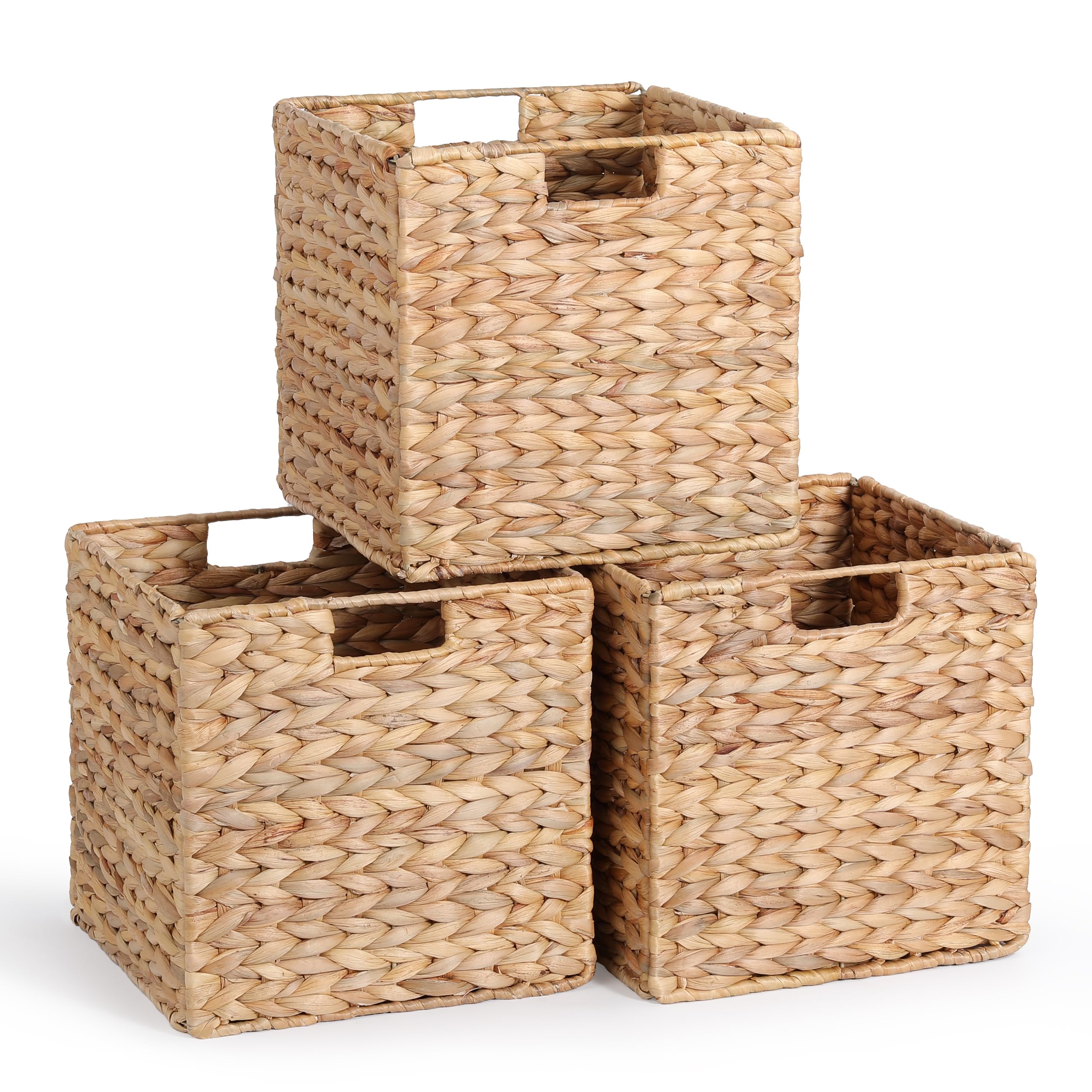DINGTAI water hyacinth 12in storage basket for neat shelf organization.