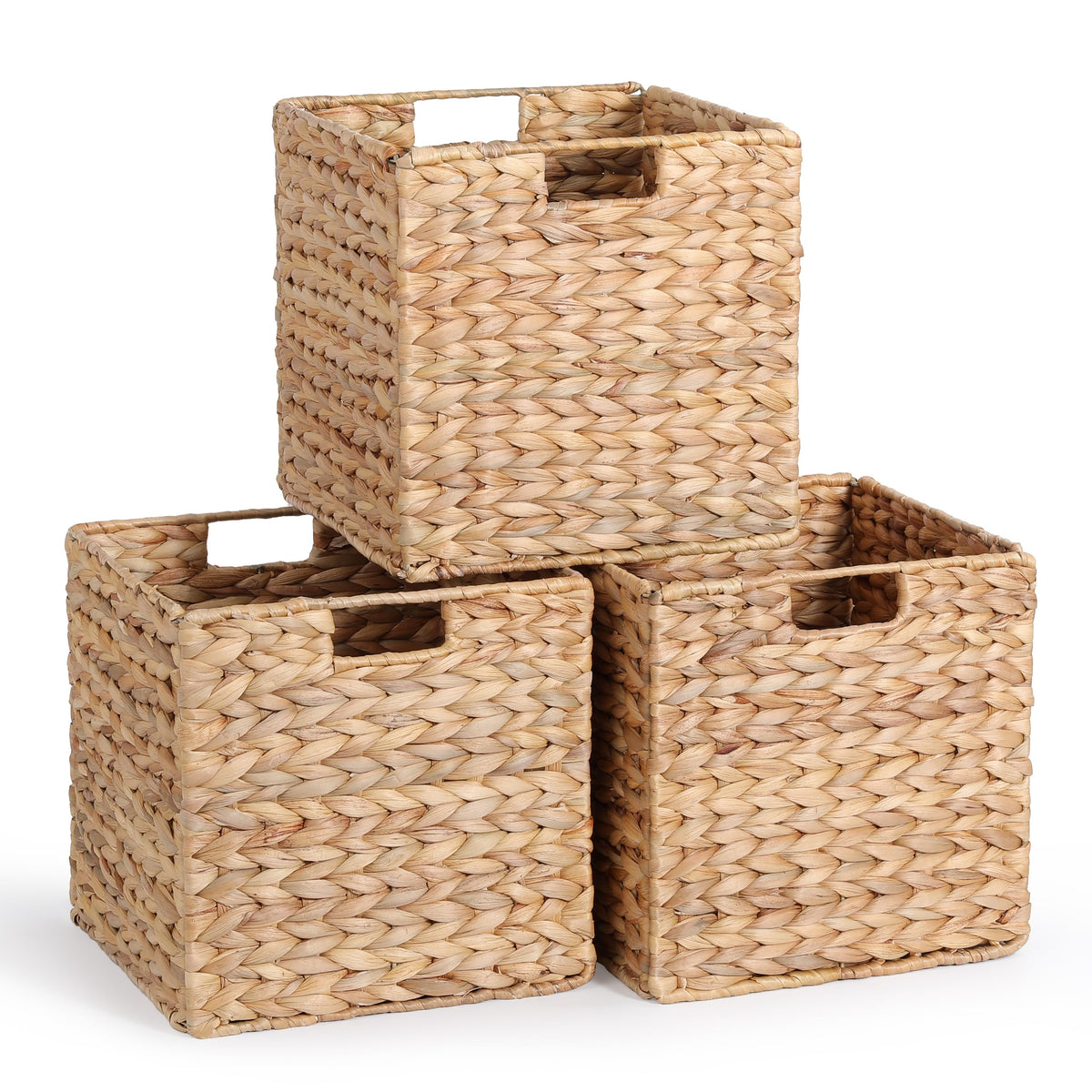 DINGTAI water hyacinth 12in storage basket for neat shelf organization.