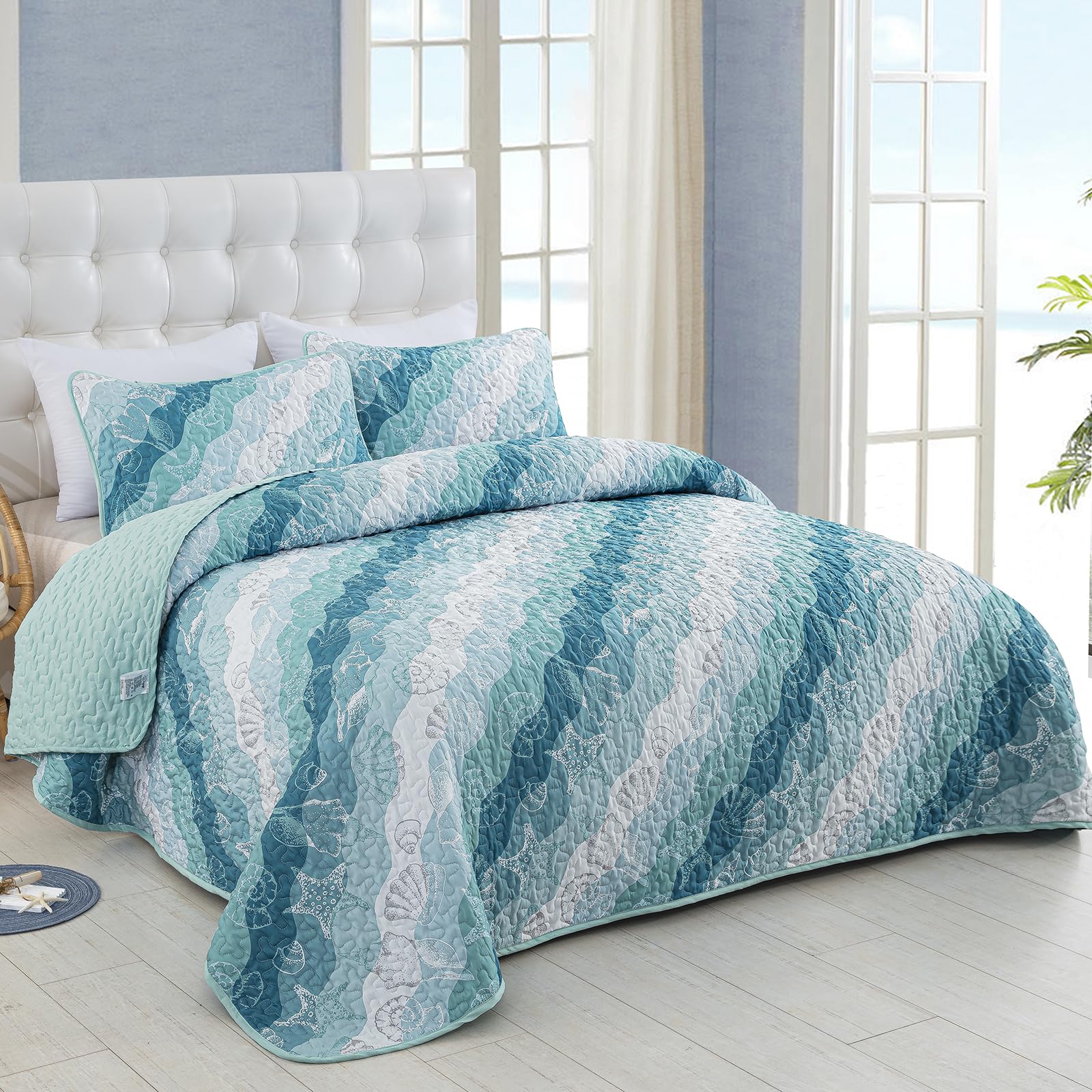 Dinjoy blue-green ocean weave close-up showcases soft microfiber feel