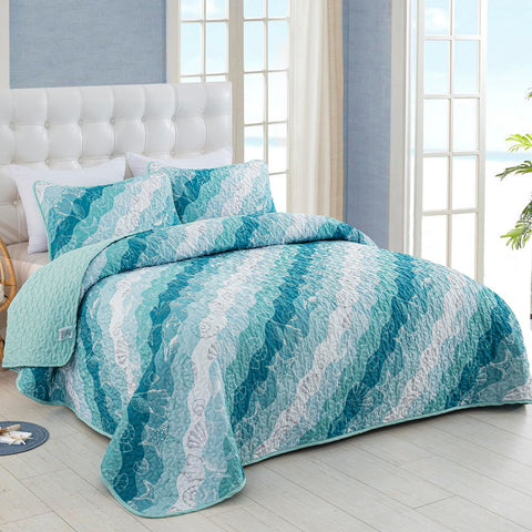 Dinjoy blue-green ocean weave close-up showcases soft microfiber feel
