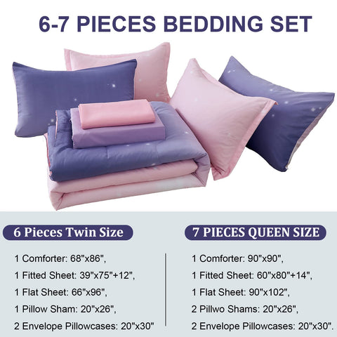 Dinjoy envelope pillowcases complete the 7-piece bed-in-a-bag