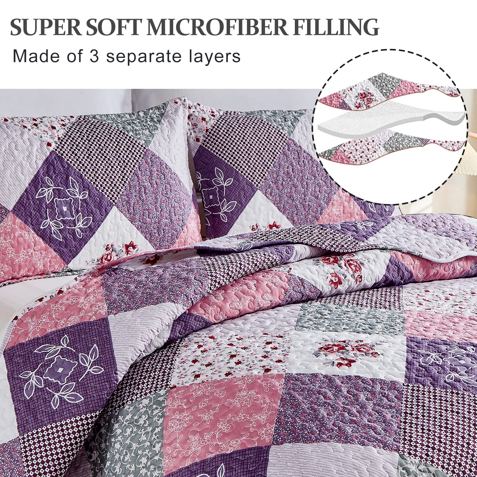 Dinjoy purple quilt plaid texture in lavender tones